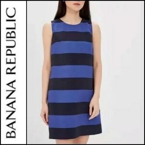 NEW! BANANA REPUBLIC Sleeveless Rugby Striped Shift Dress 0.